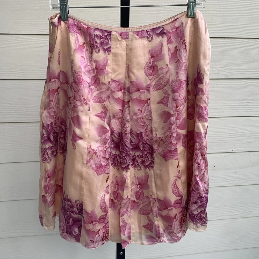 Y2K Ann Taylor vintage silk floral midi feminine fairy skirt 8P